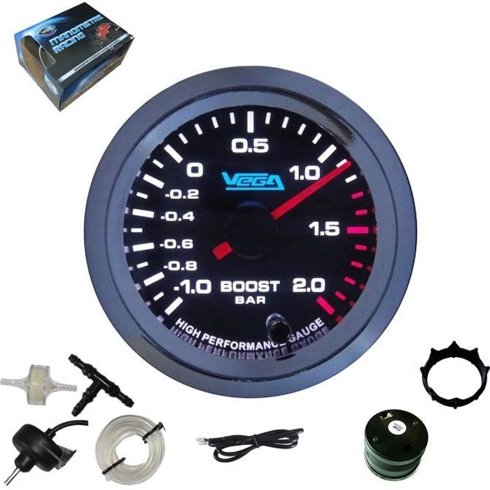 Manomètre Vega® haute précision pression turbo -1 à 2 bars 7 couleurs 52 mm