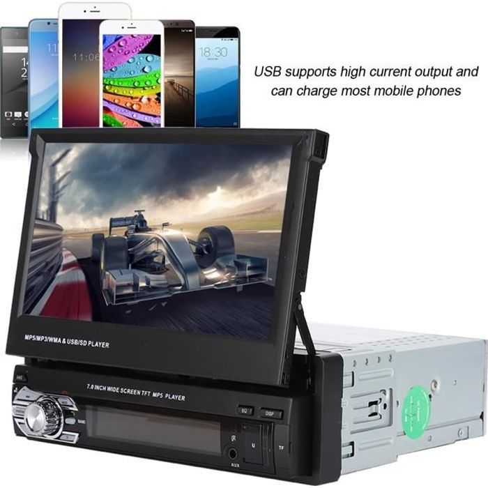 Stéréo de voiture simple Din 7 pouces HD écran tactile rétractable AUX Bluetooth MP5 lecteur autoradio vidéo de AUTORADIO HAN6