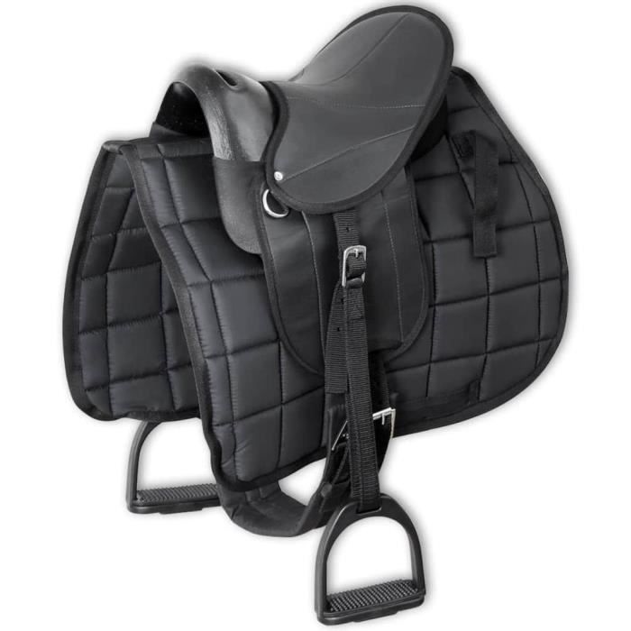 vidaXL Ensemble de selle Pony 10- Noir