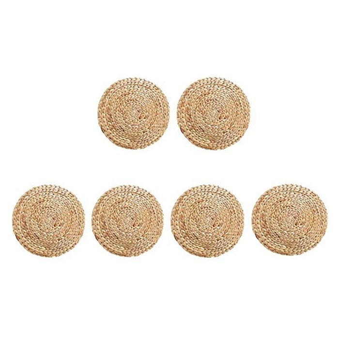 Lot De 6 Sets De Table Ronds Tissés Avec Support, 12,7 Cm En Rotin Tissé à La Main, Résistants à La Chaleur, Réutilisables, Pour Cuisine, Plats Chauds, Casseroles, Poêles