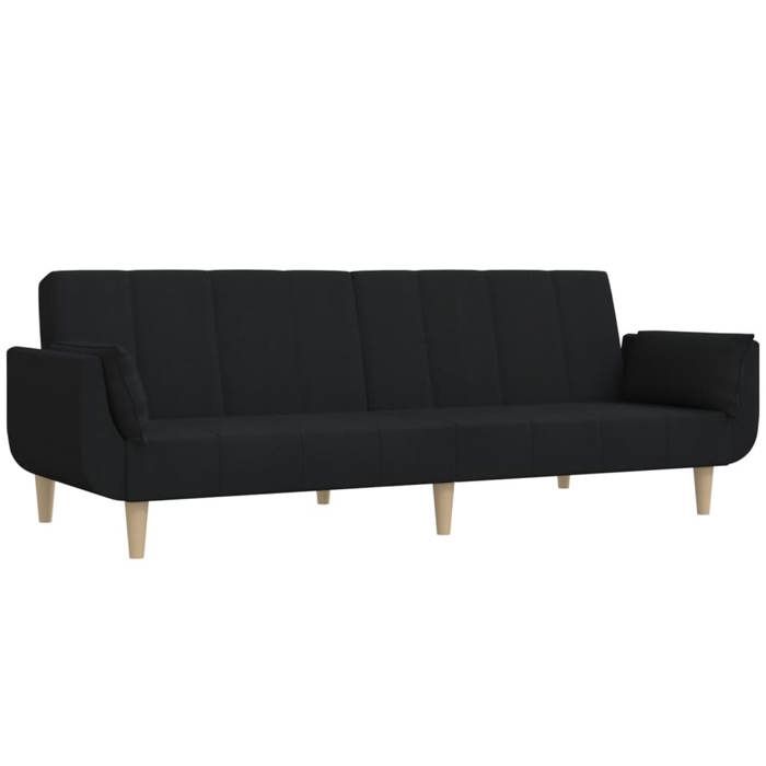 BEAU Canapé-lit à 2 places avec deux oreillers noir tissu SS0000259815