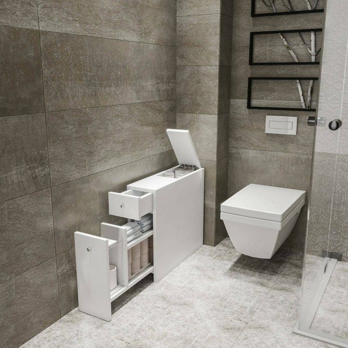 Meuble sous lavabo Dmagon - Dmora - Melaminè - Blanc brillant 20x60h55 cm Meuble sous lavabo Dmagon - Dmora - Melaminè - Blanc brillant 20x60h55 cm