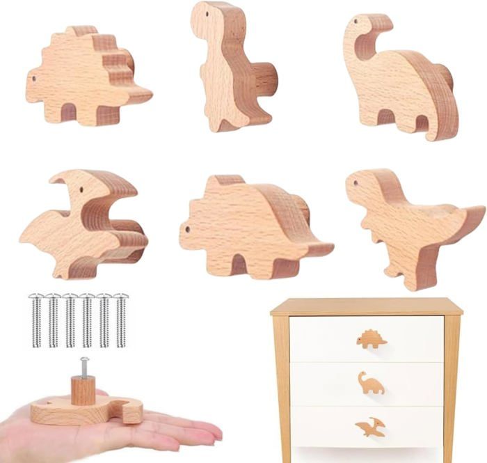 ZHAO GE – 32 Pièces Kit Dinosaures En Bois à Peindre, 6 Modèles, Pinceaux, Couleurs, Dès 4 Ans