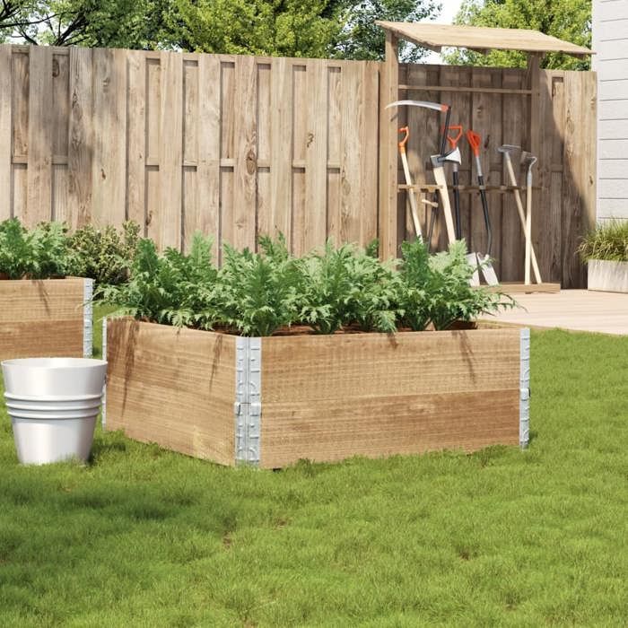 vidaXL Jardinière 100x100 cm bois de pin massif jardinière d'extérieur bac à fleurs bac à tomates jardinière de 3295399