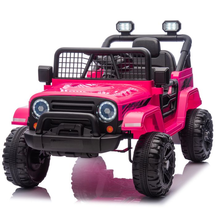 Jeep Voiture Electrique à 3 vitesses pour Enfants - LALAHO - avec 2 moteurs et télécommande 24G pour 3-5 Ans Rose