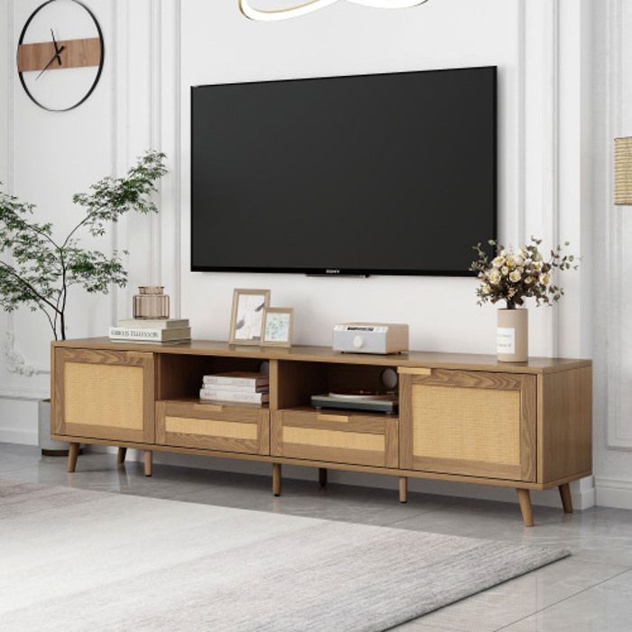 Moderner TV-Schrank - Mit 2 Türen Und 2 Schubladen - Metallbeine - Weiß