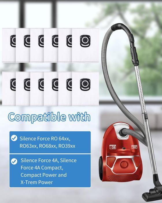 SOBEAU Lot 12 Sacs Aspirateur Rowenta | Compatible Hygiene+ Silence Force | Filtration 99.97%