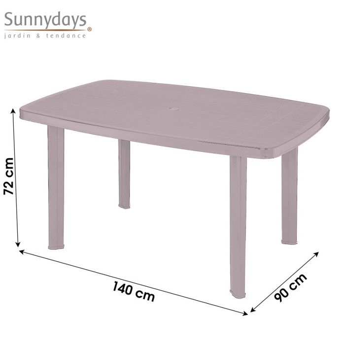 Table de jardin Faro - Taupe - L 140 x l 90 x H 72 cm