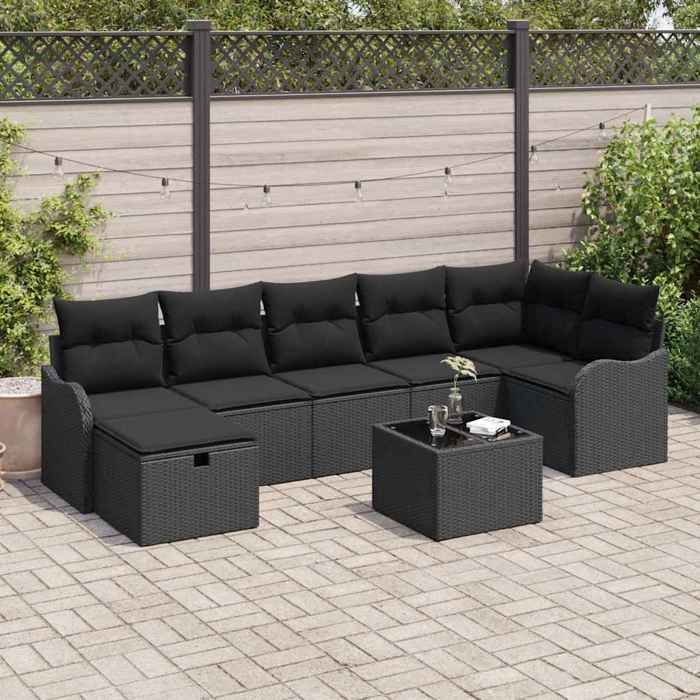 vidaXL Ensemble de canapé de jardin 9 pcs 55 x 62 x 69 cm - vue 6