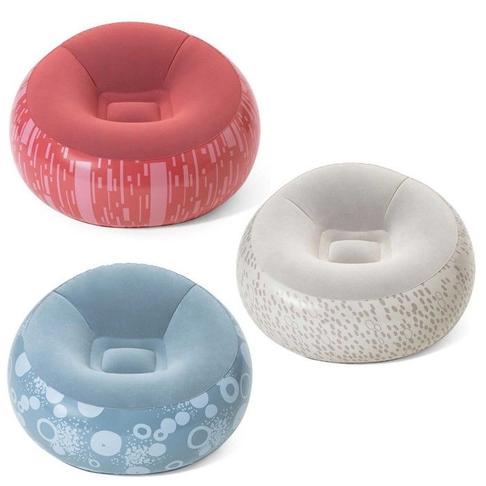 Pouf gonflable - JANSHOP - 112x112x66 cm - Rouge - Intérieur et extérieur - PVC résistant - Velours doux
