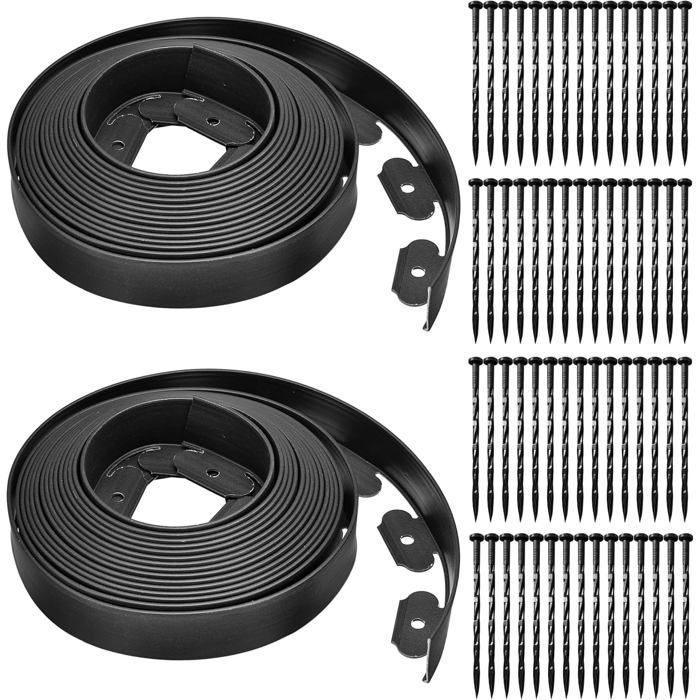Bordure De Jardin Flexible CiCixixi 10 M X 5 Cm – Plastique Recyclé Noir + 30 Piquets & Gants – Idéale Pour Pelouse, Parterres, Allées