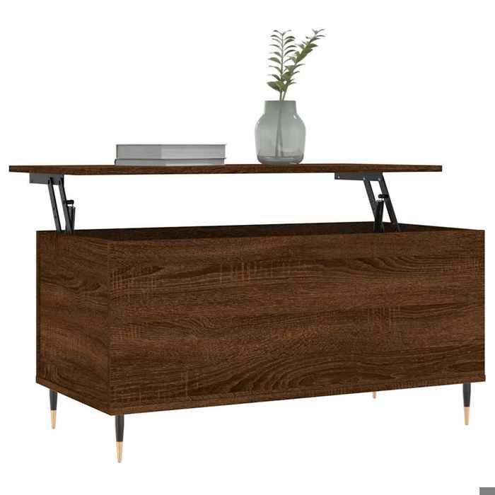 Table basse relevable - vidaxl - 90x44 5x45 cm - Chêne marron - Bois dingénierie - Pieds en métal - Espace de rangement Table basse relevable - vidaxl - 90x44 5x45 cm - Chêne marron - Bois dingénierie - Pieds en métal - Espace de rangement