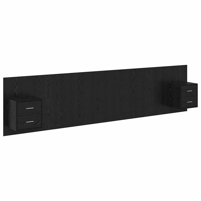 Tête de lit avec armoire - vidaXL - Chêne Noir - Bois dingénierie - 337x325x80 cm - Rangement moderne - Montage mural