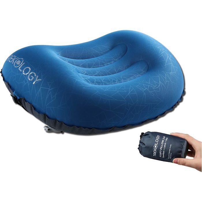 Oreiller De Voyage Gonflable Ergonomique – 45 X 36 Cm, Confortable Pour Cou Ou Lombaire, Camping, Voiture, Bureau