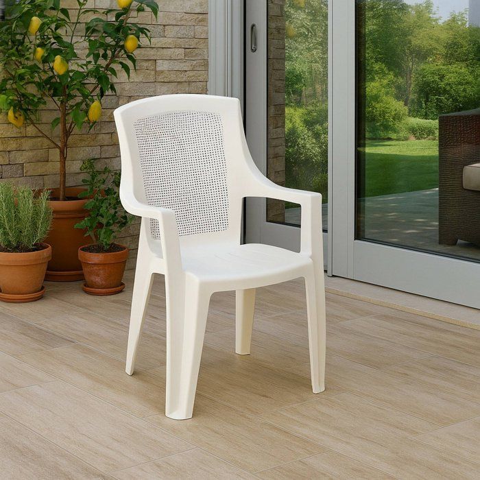 Chaise dExtérieur Masainass Dmora en Plastique Blanc Chaise dExtérieur Masainass Dmora en Plastique Blanc