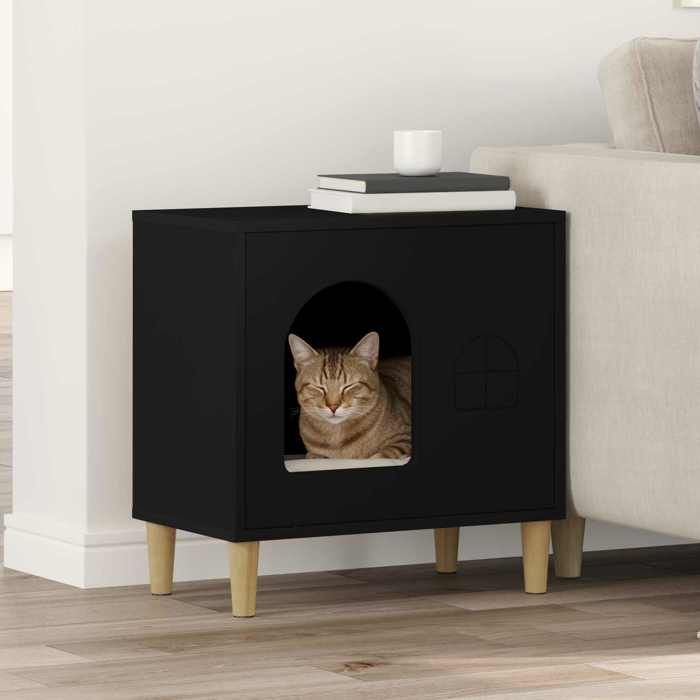Noir Maison pour chats Meubles pour chats Noir 51x30x52 cm Bois dingénierie A2541