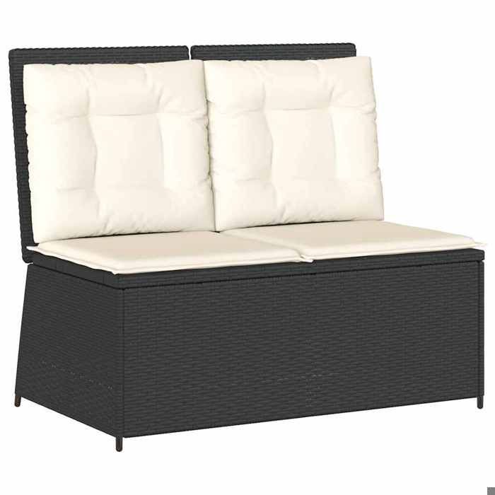 （SOLDES Dété）Banc inclinable de jardin - SHIELD Canapé dextérieur - Pour jardin - avec coussins noir résine tressée 5045840