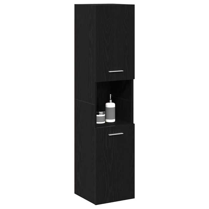 En PromotionCabinet de salle de bain - Cabinet/Meuble COLONNE - avec stockage - avec porte Chêne noir 30 x 30 x 130cm1812480