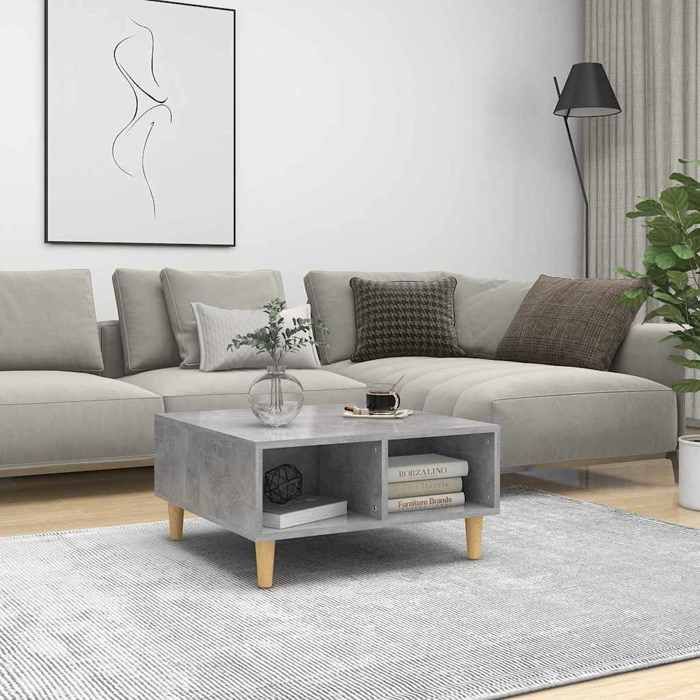 Gris Table basse gris béton 60x60x30 cm bois dingénierie - Table de salon H8487