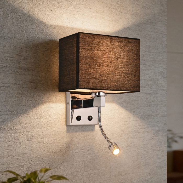 NETTLIFE Interrupteur pour applique murale lampe de chevet dintérieur abat-jour en tissu style rétro culot E27