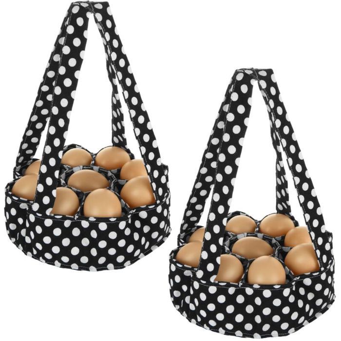 Lot de 2 paniers à œufs paniers à œufs avec 9 pochettes mini sacs de collecte dœufs en toile pour