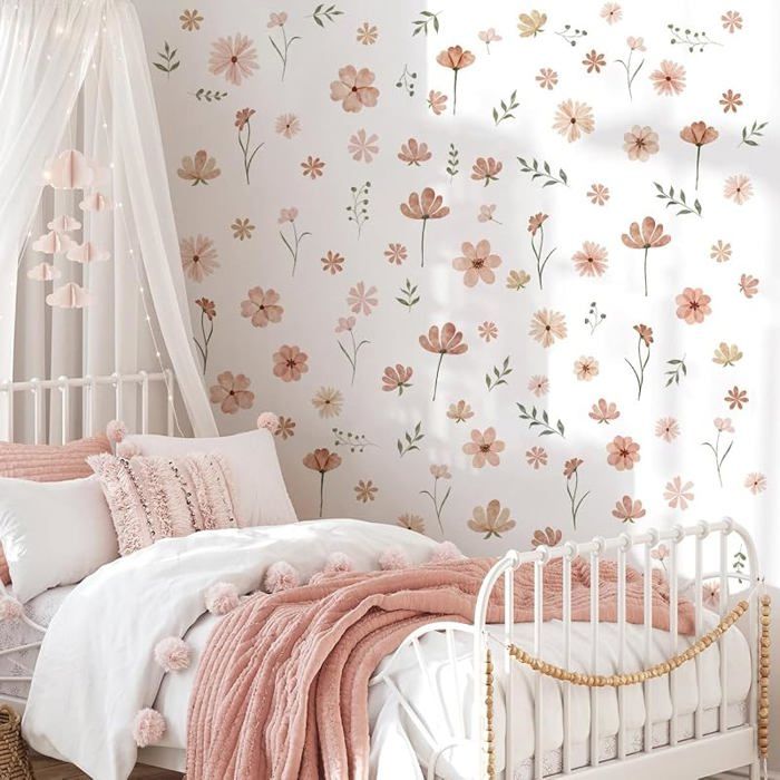 Sticker mural décoratif - Motifs fleurs cœur arbre - Pour G - Autocollants muraux pour chambre enfant et de STICKERS