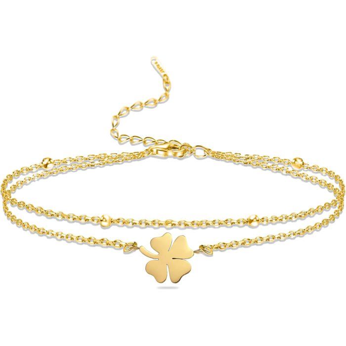 Bracelet Trèfle À Quatre Feuilles En Acier Inoxydable Pour Femme-Bracelet Porte-Bonheur En Forme De Trèfle À Quatre Feuilles[PP13]
