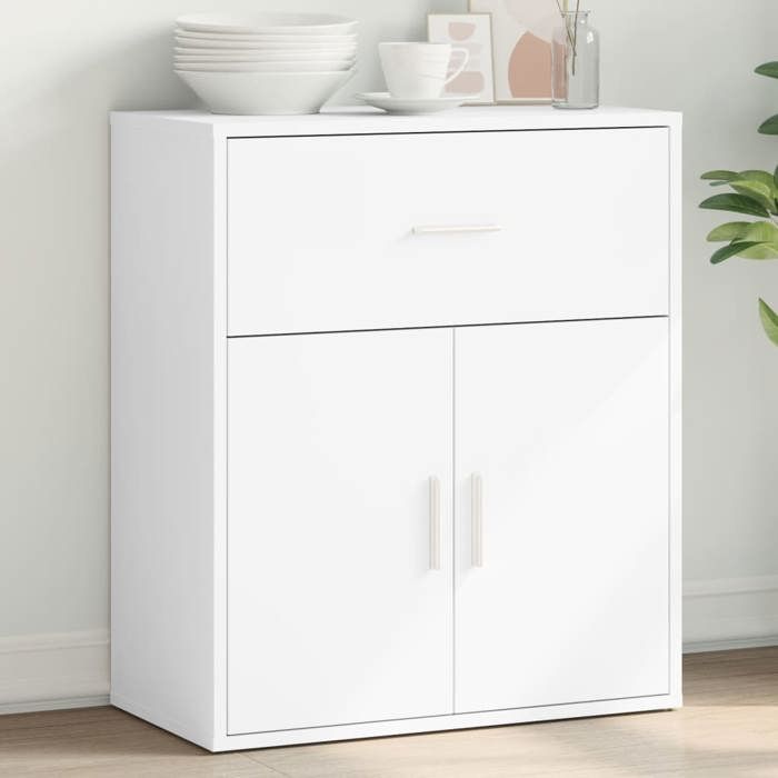 Vaisselier Meuble Rangement - vidaXL - Buffet(1 pc) - bois dingénierie - blanc - 60 x 31 x 70 cm@onp34v