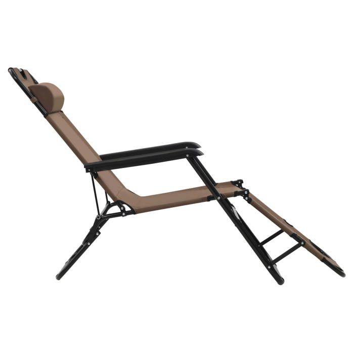 Chaises longues pliables 2 pcs avec repose-pied Acier Marron_2 ans garantie_28426