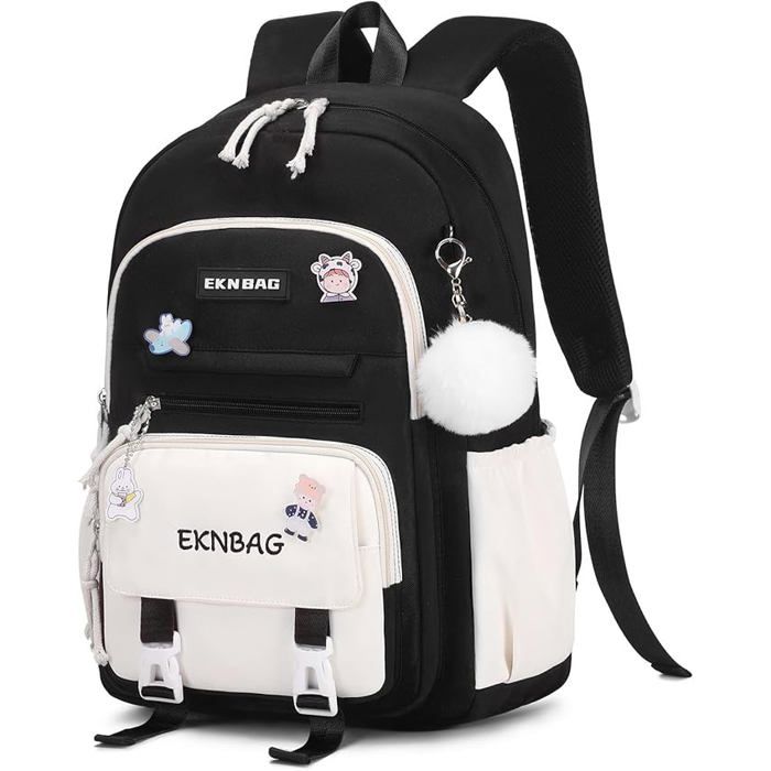 XJYDNCG Cartable Fille Primaire Sac À Dos Scolaire - Imperméable Respirant Grande Capacité - 45x32x15cm - Noir