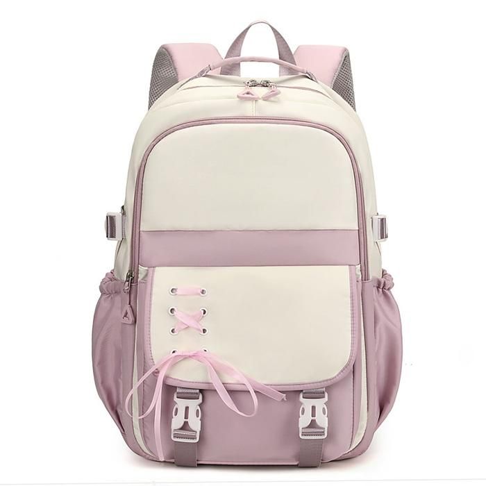 XJYDNCG Cartable Fille PrimaireSac à Dos ScolaireGrande Capacité Étanche Multi‑poches pour Collège Lycée - Blanc Violet