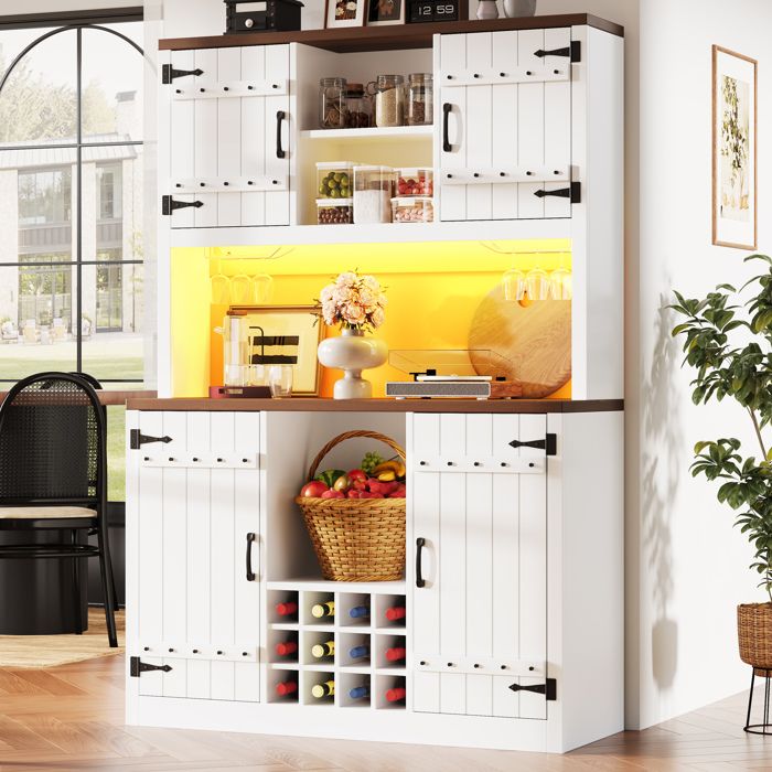 HOMVRA Meuble haut de cuisine style grange RGB-LED 120x40x180 cm blanc MDF métal