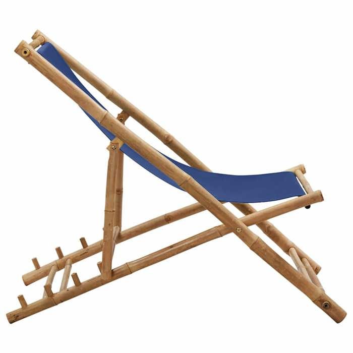 Chaise de jardin 60x135x10 cm en bambou bleu marine - vidaXL - Sans coussin - Pliable - Charge 110 kg par siège 986088