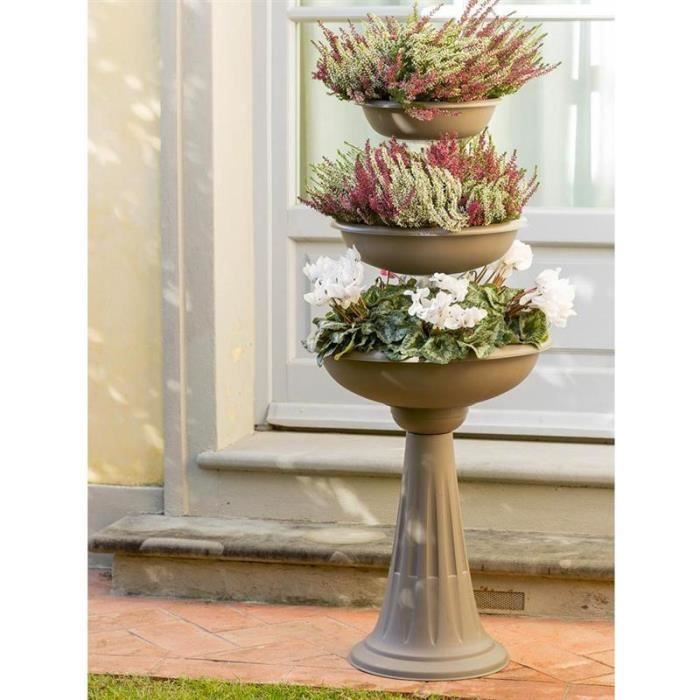 Jardinières et pots de fleurs - AC-DÉCO - Trevy - D 50 x H 114 cm - Plastique - Beige