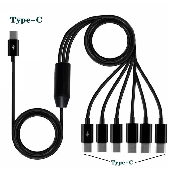 1.5m - Type-C 1 à 6C - Répartiteur USB Type-C mâle vers USB Type-C ...