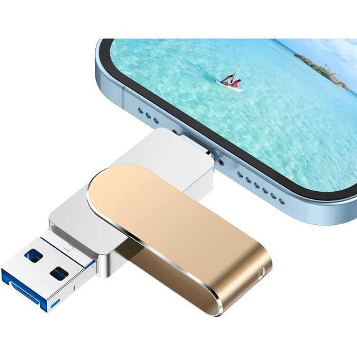 Clé USB pour iPhone iPad 128 Go , 4 en 1 USB 3.0 Mémoire Stick