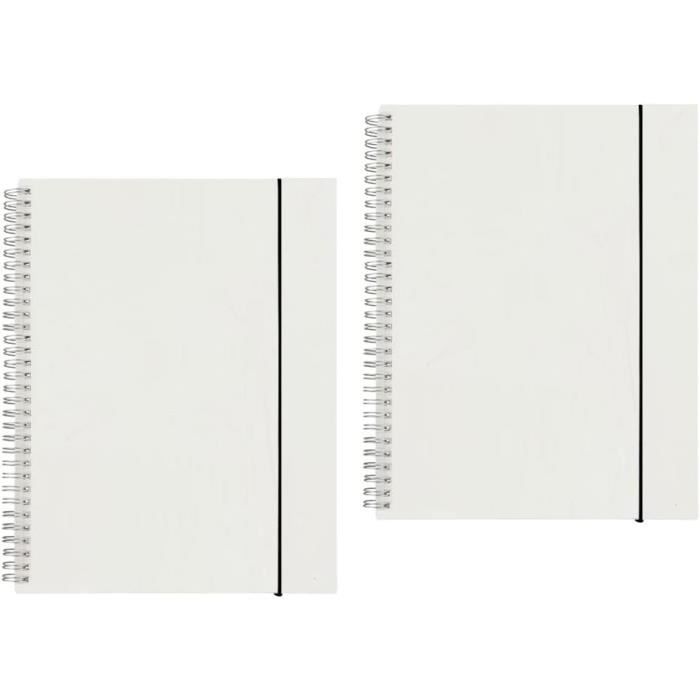 Lot De 2 Cahiers à Spirales A4 Lignés - 80 Feuilles Ivoire 80g - Couverture PP Transparente Avec Ceinture Élastique - Shulaner - 3