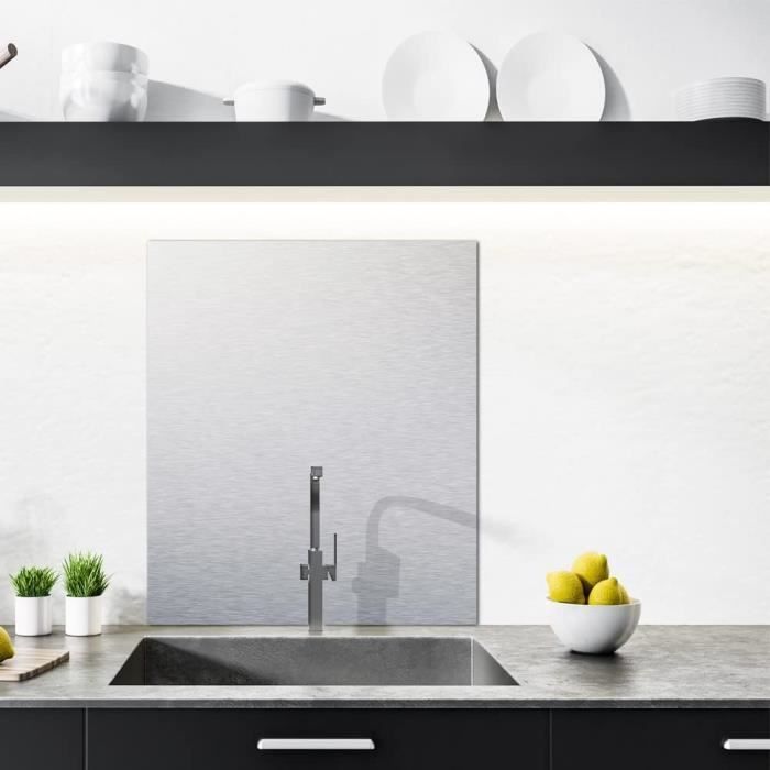 Crédence Aluminium Noir Satiné 45x50 Cm - Épaisseur 1,5 Mm, Alimentaire, à Coller, Facile à Découper