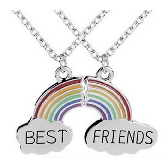 4 couleurs dispo. pendentif coeur a séparer Best friends 2 colliers
