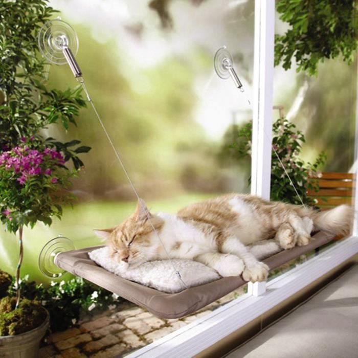Jiyaru Hamac pour Chat Fixe à la Fenêtre Lit Panier de Chat Montée-Sunny Siège avec Ventouse Couchage