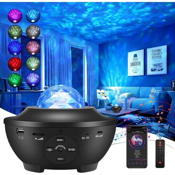 Led projecteur étoile, galaxy nova projecteur lampe de rotatif nuage, veilleuses télécommandées, lecteur musique à couleurs changeantes avec bluetooth