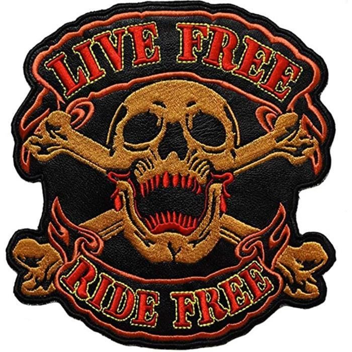 handmade Patch écusson motard pilote tête de mort grande taille handmade Patch écusson motard pilote tête de mort grande taille
