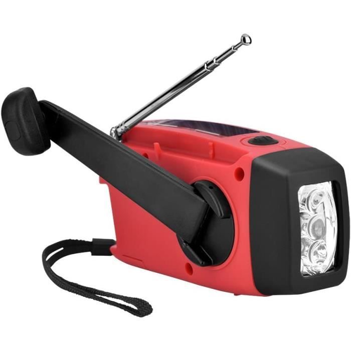 Radio Solaire Portable AM/FM/NOAA Avec Alarme SOS, Dynamo Manivelle Et Lampe Torche - Noir