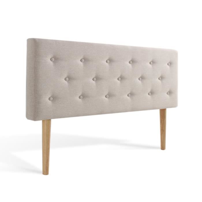 Tête De Lit Capiitonnée Constance 140cm | Tissu Beige Polyester | Décoration Chambre Cosy