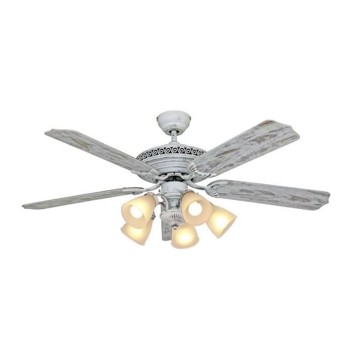 Ventilateur De Plafond Classique Laque Blanc Vieilli Pales Boul U Avec Luminaire 132 Cm Casafan Centurion 513212 Achat Vente Ventilateur De Plafond Cdiscount
