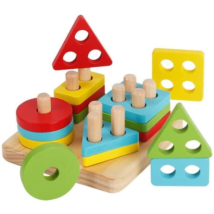 Jouet Enfant 2 Ans géométriques en Bois Montessori Puzzles pour Bebe