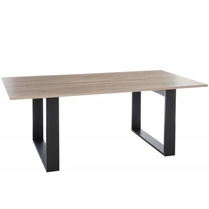 Table A Manger Rectangle Bois Naturel Noir 200x100x75cm Brut