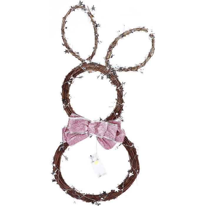 Couronne De Pâques Lapin Et Fleurs - Décoration De Porte Printanière - Guirlande Lapin Cartoon