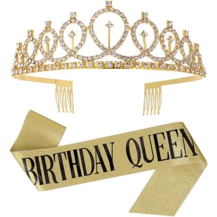 anniversaire echarpe couronne ceinture diademe d anniversaire birthday queen reine echarpe deguisement avec bandeaux couronne stras cdiscount maison
