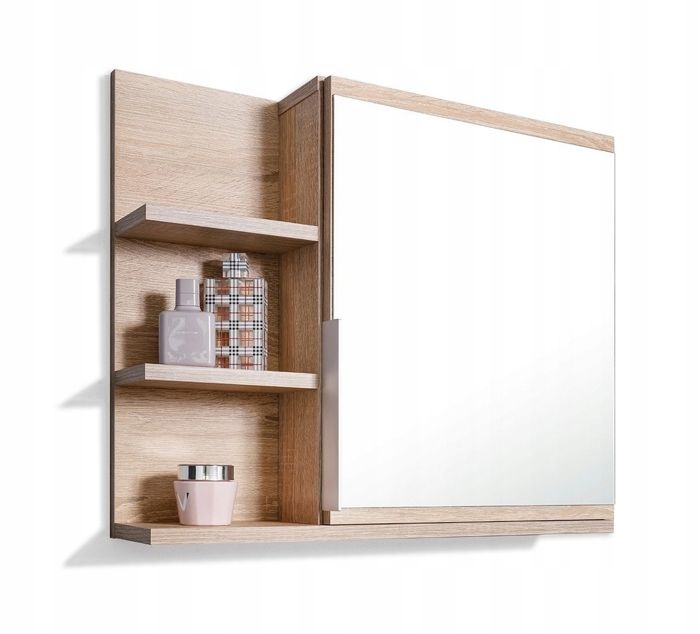 armoire miroir de salle de bain avec étagère - domtech home decor - chêne sonoma